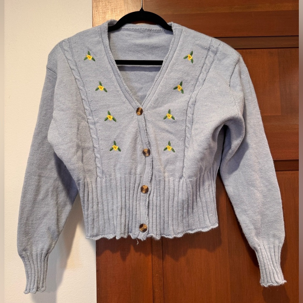 Floral Embroidered London Sleeve Cardigan Small
